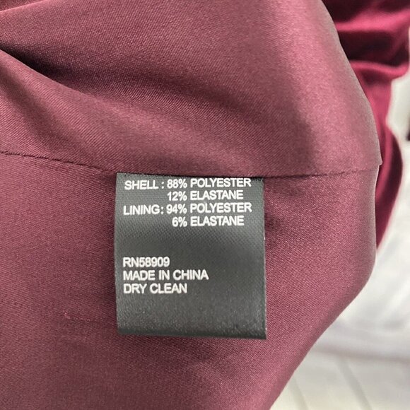 Alex Marie Plus Long Sleeve Mahogany Red Velvet Ruched Faux Wrap Dress Formal - Picture 10 of 11